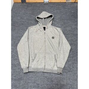 Illest Men Small Gray Full Zip Hoodie‎ Sweatshirt Logo Patch Heathered Cotton